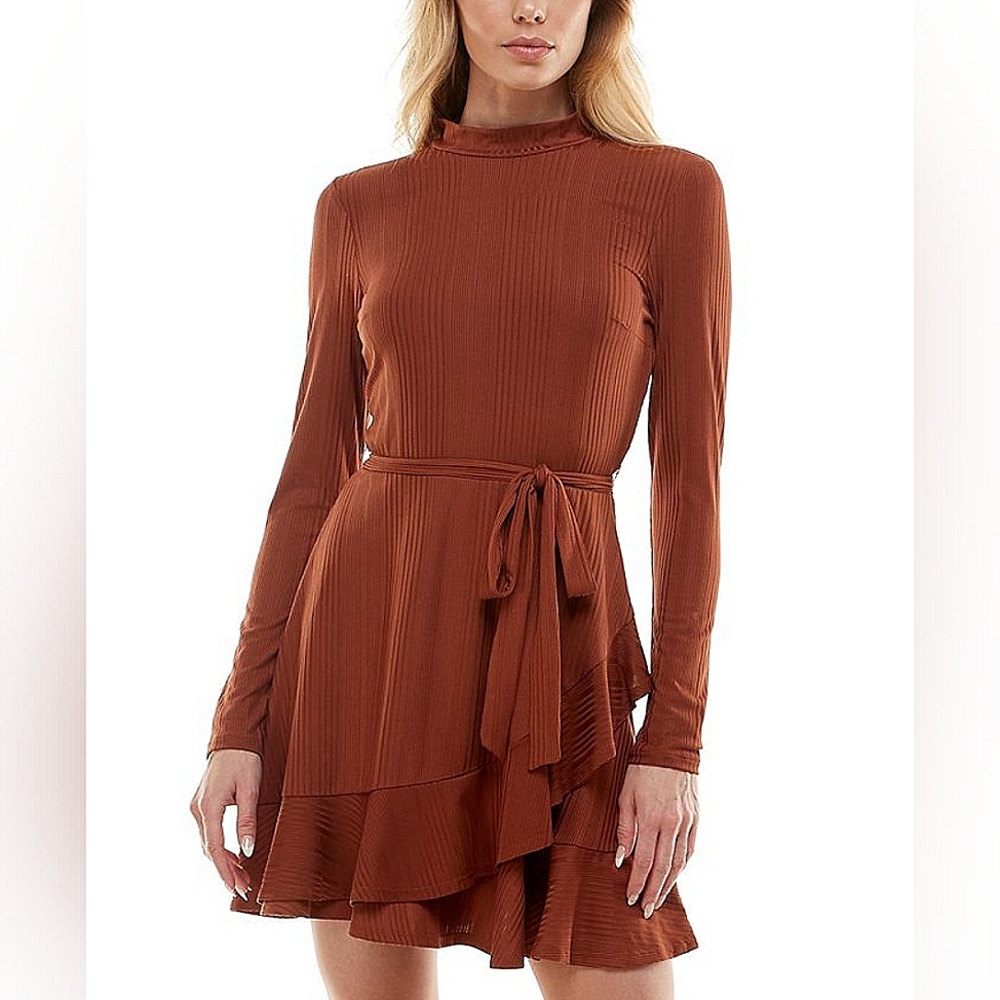 Speechless long sleeve rib-knit dress